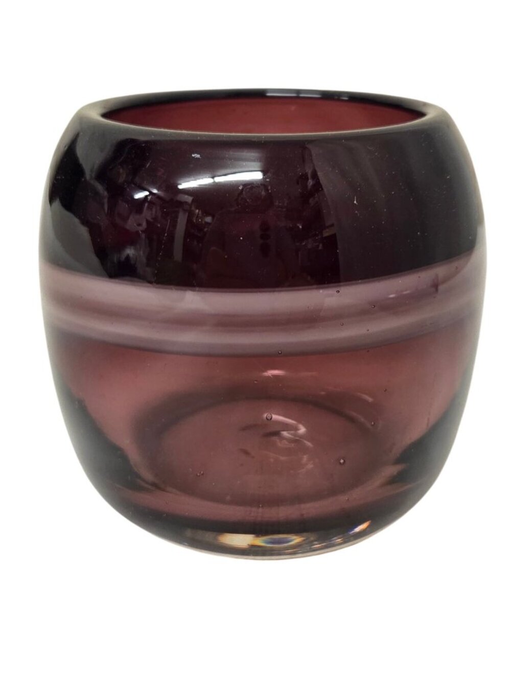 Hand-Blown Purple Glass Votive Candle Holder Or Small Vase